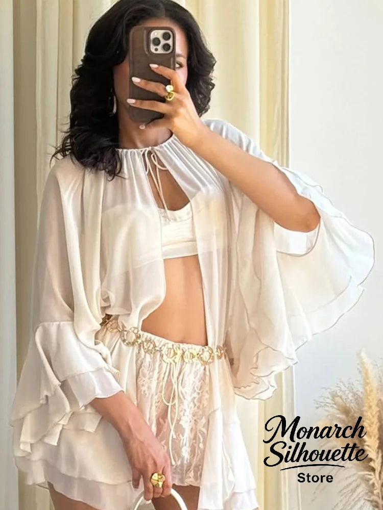 Chic Embroidery Tassel Shawl Women Casual Solid Stand Neck Sleeveless Irregular Short Top 2026 Female Vacation Daily Clothes New