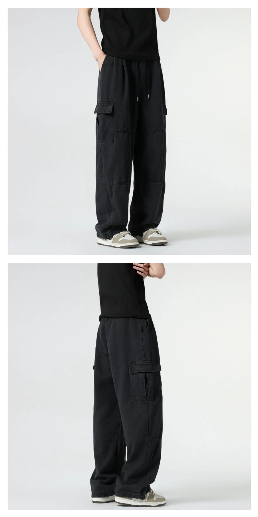 Baggy Jeans Spring Autumn New Men's Cargo Pants Casual Wide Leg Jogging Trousers Vintage Loose Work Jeans Man Hip Hop Streetwear