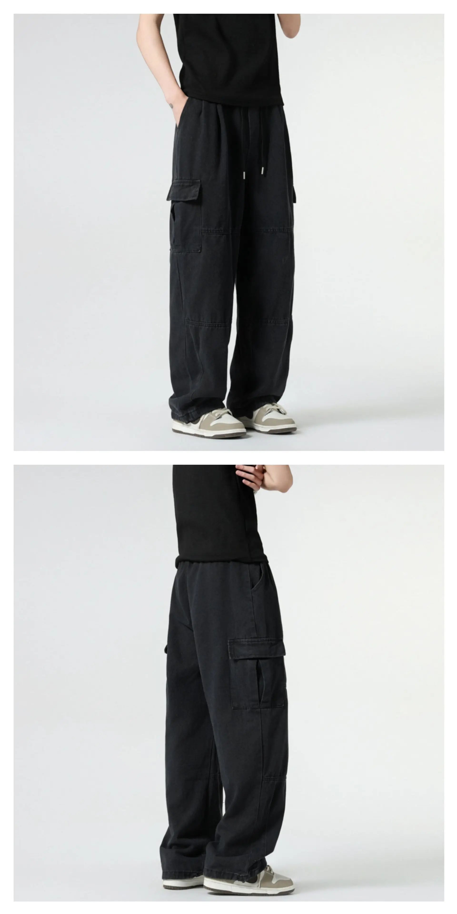Baggy Jeans Spring Autumn New Men's Cargo Pants Casual Wide Leg Jogging Trousers Vintage Loose Work Jeans Man Hip Hop Streetwear