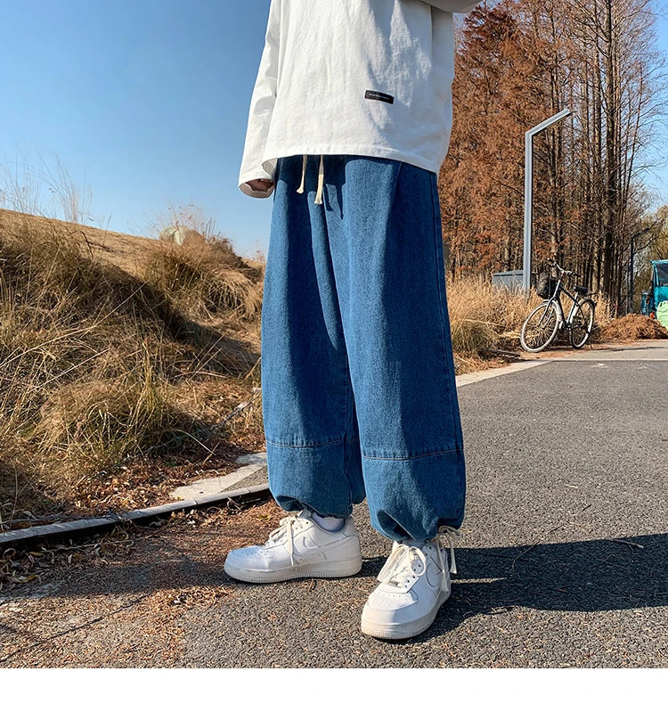 Baggy Jeans Trousers Male Denim Pants Black Wide Leg Pants Men's Jeans Oversize Cargo Korean Streetwear Hip Hop Harajuku