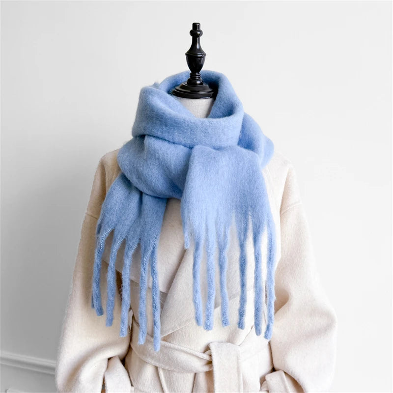 18*200cm Small Winter Scarf Long Women Imitation Cashmere Thicken Shawls Neck Warm Tassel Bufanda Echarpe Pashmina Luxury