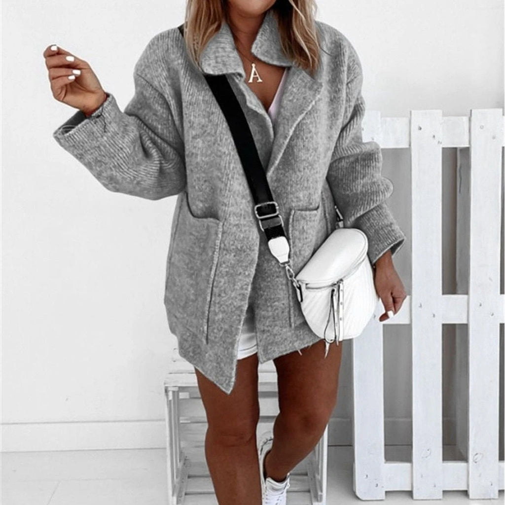Women's Knitted Sweater Coat with ket Warped Knit Fake Two-Piece Sle Spring 2026 Faion Ladies' Premium Quali Sweater...