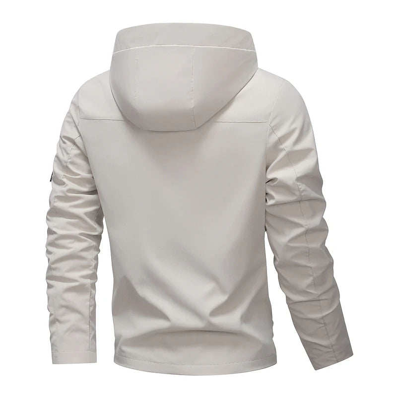Waterproof Jacket Men Outdoor Softshell Zip Up Hooded Jacket Windbreaker Hiking Camping Coats Lightweight Spring Autumn Coats