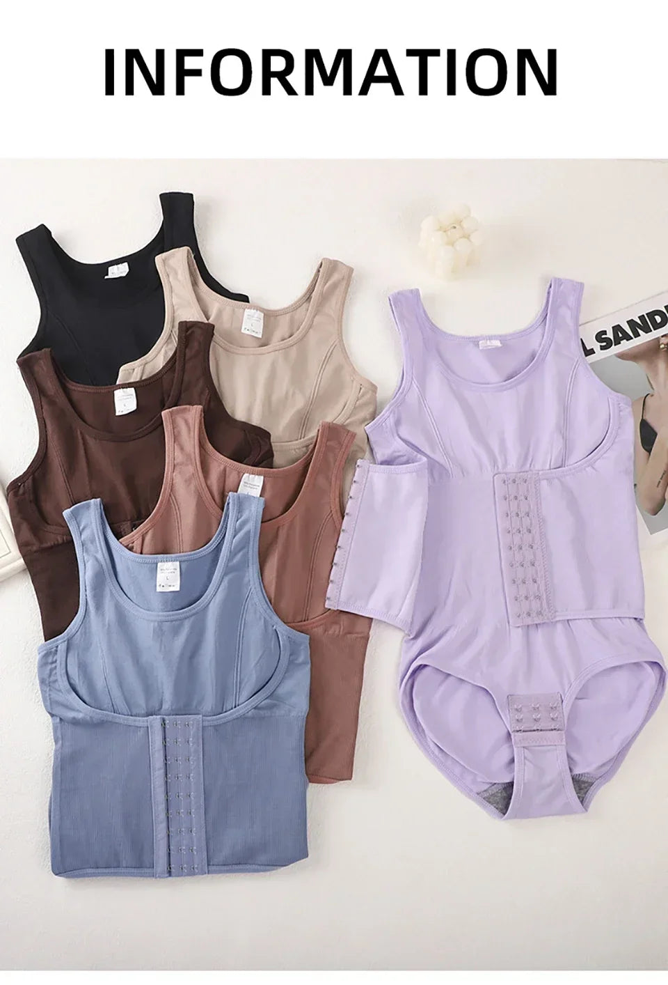 New Bodysuit Shapewear with Zipper Belt Women Tummy Control Fajas Body Shaper Waist Trainer Slimming Cincher Corset Tops