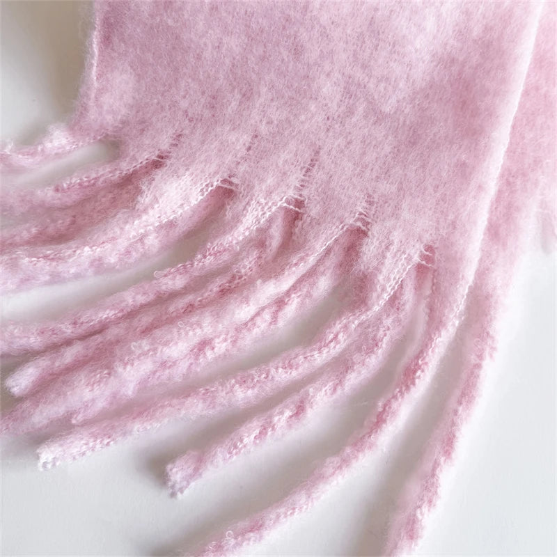 18*200cm Small Winter Scarf Long Women Imitation Cashmere Thicken Shawls Neck Warm Tassel Bufanda Echarpe Pashmina Luxury