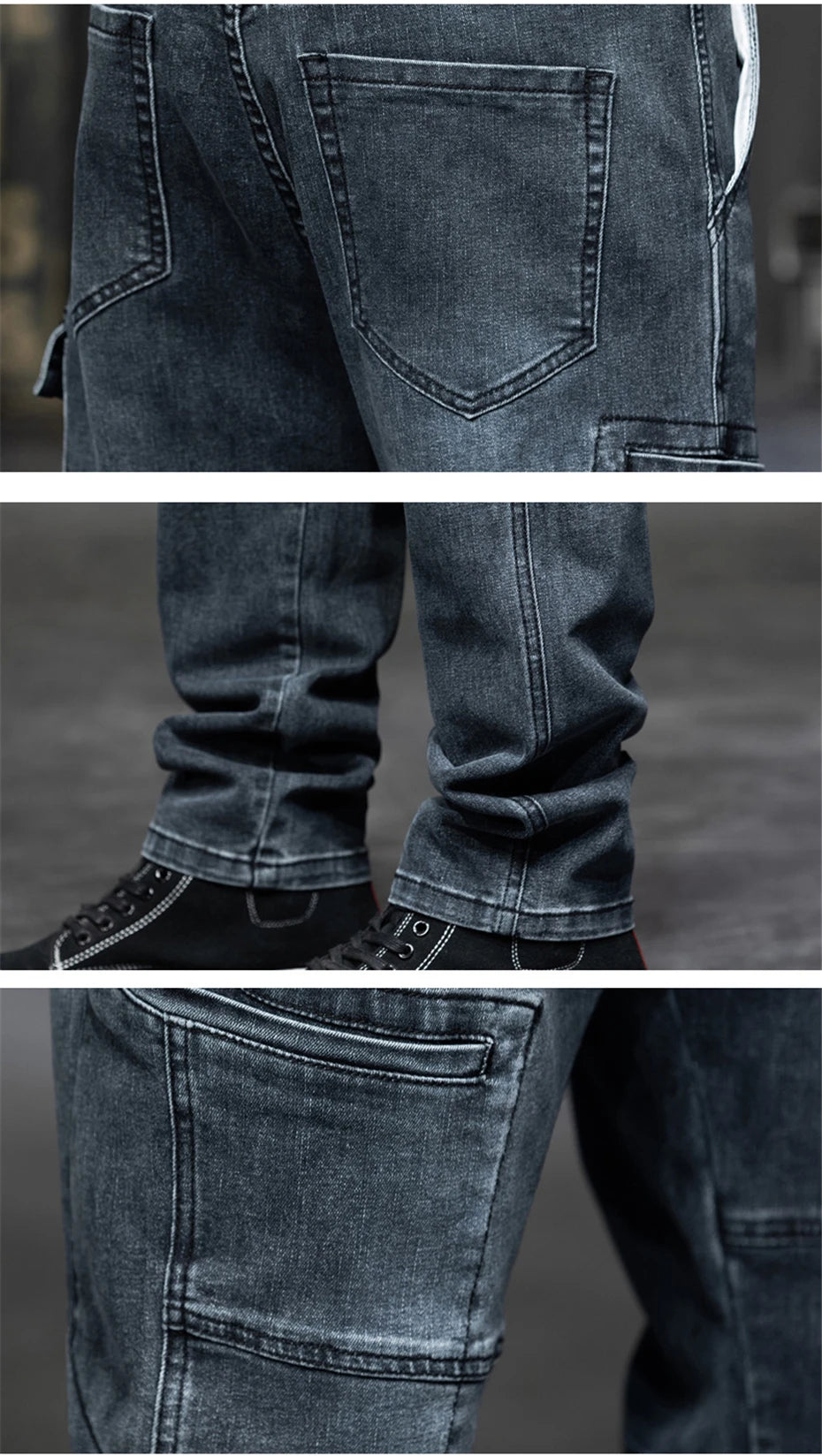 Baggy Jeans Men Plus Size 40 44 Denim Pants Fashion Pockets Cargo Jeans Pants Streetwear Loose Trousers Male Big Size Bottoms