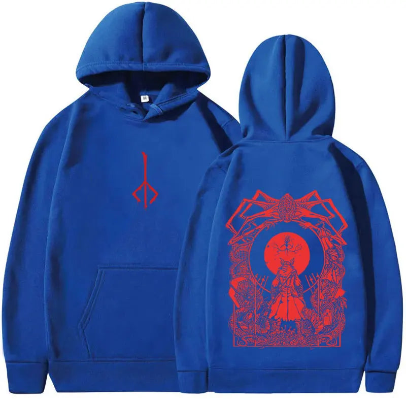 Game Bloodborne Graphic Hoodie Horror Hunter Cosplay Merch Sweatshirt Men Women Casual Vintage Pullover Man Oversized Streetwear
