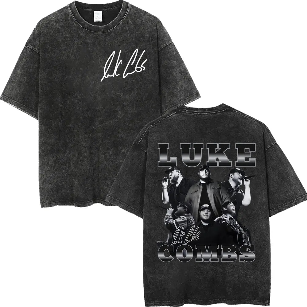 Vintage Washed Luke Combs Tour 2026 Merch T-shirts Men Women Fashion Y2k Oversized T-shirt Summer Casual Short Sleeve T Shirt