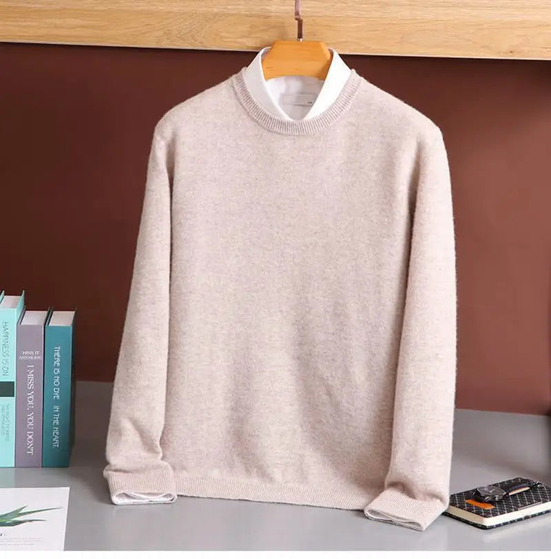Hot Sale Cashmere Men's Sweater O-Neck Knitted Jumpers Long Sleeve Male Pullover Soft Warm Woolen Clothing habit homme