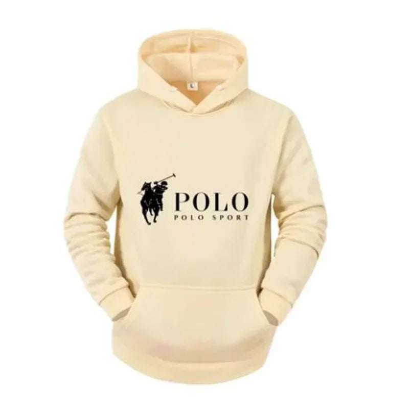 Polo Sport Classic Black Hoodie Men's Casual Sports Pure Cotton Hoodie Fashion Horse Logo Printed Hoodie