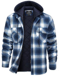TACVASEN Men's Flannel Shirt Jacket with Removable Hood Plaid Quilted Lined Winter Coats Thick Hoodie Outwear Man Fleece Shirts