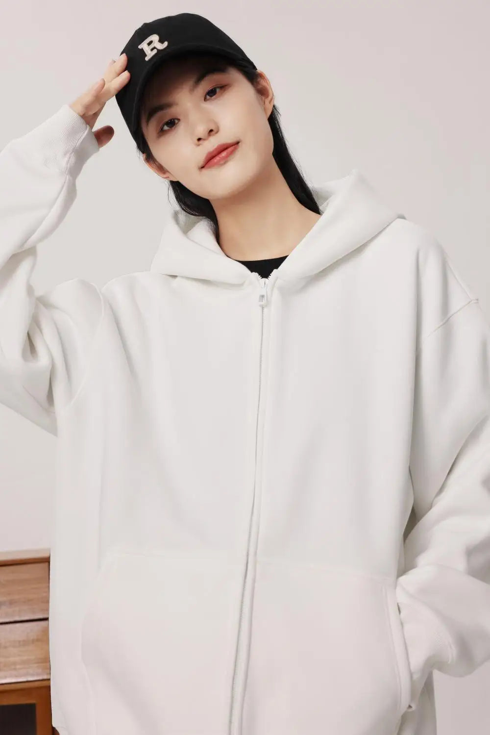 Custom LOGO Zipper 500GSM Heavy Weight Fashion Men's Hoodies Winter Casual Thick Cotton Men's Top Solid Color Hoodies Sweatshirt