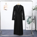 Elegant Women's Woolen Coat Black Single-Button Stand Collar Slim Lady Long Coats 2025 Autumn Winter Chic Female Streetwear New