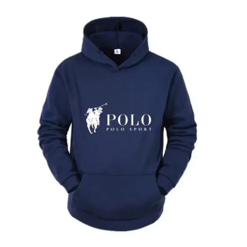 Polo Sport Classic Black Hoodie Men's Casual Sports Pure Cotton Hoodie Fashion Horse Logo Printed Hoodie