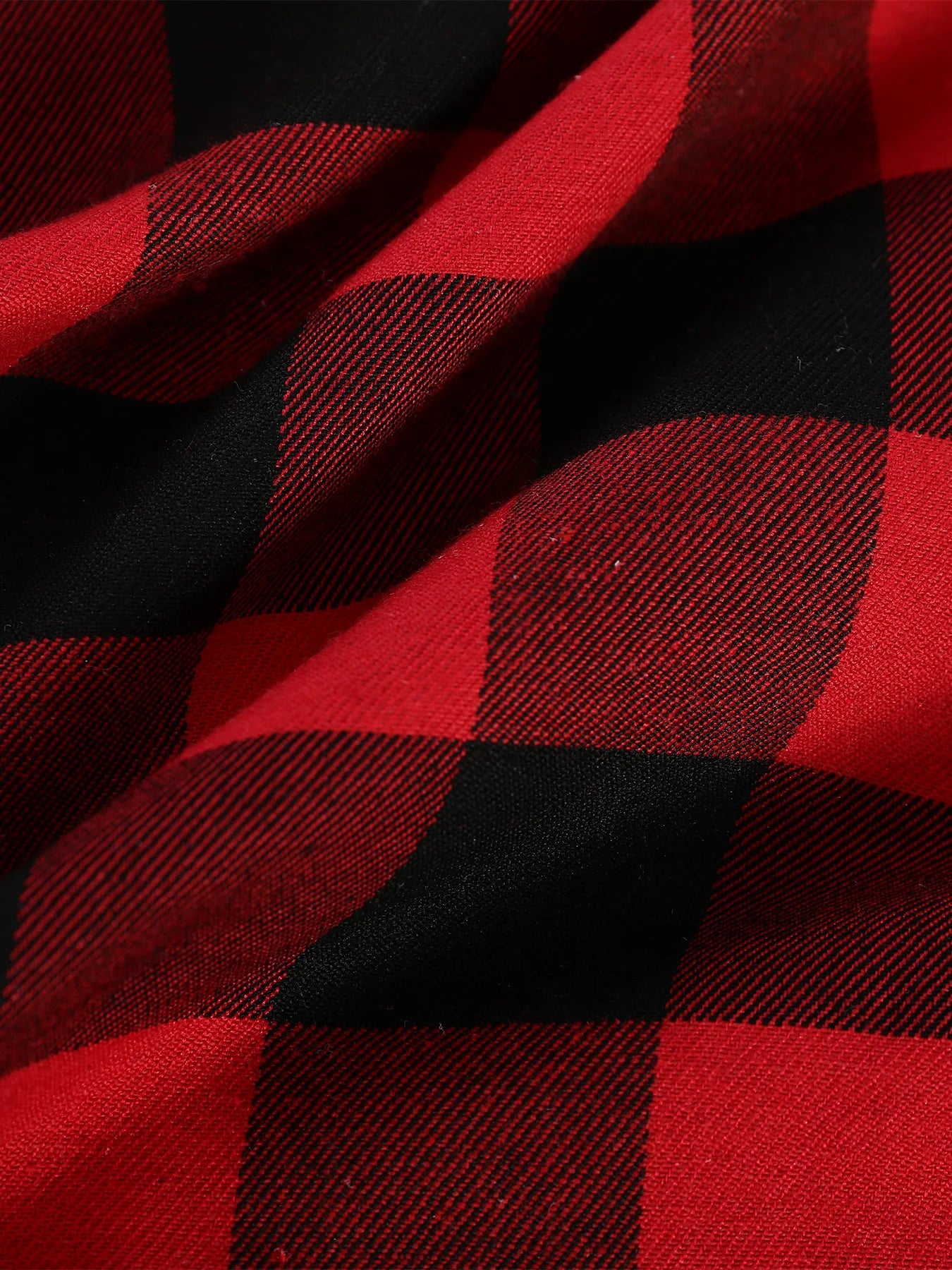 Men's Red Black Plaid Short Sleeve Shirt Summer Loose Casual Vintage Top