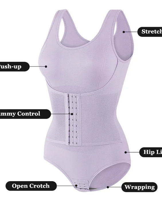 New Bodysuit Shapewear with Zipper Belt Women Tummy Control Fajas Body Shaper Waist Trainer Slimming Cincher Corset Tops