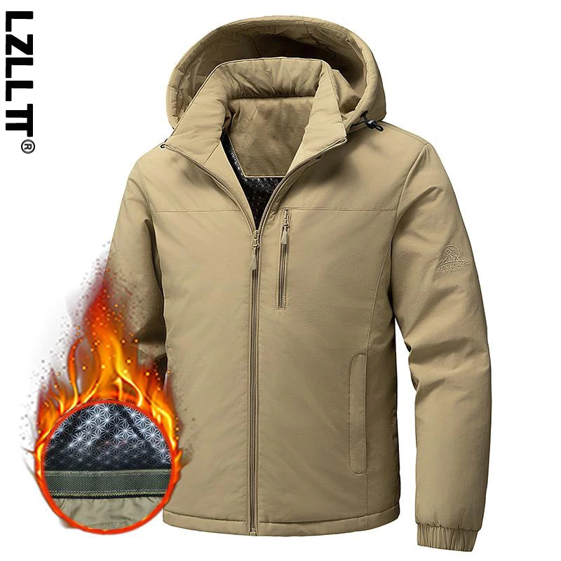 Winter Men Waterproof Windproof Outdoor Jackets Man Detachable Hat Casual Jacket Male Multi Pocket Work Jacket Windbreaker Parka