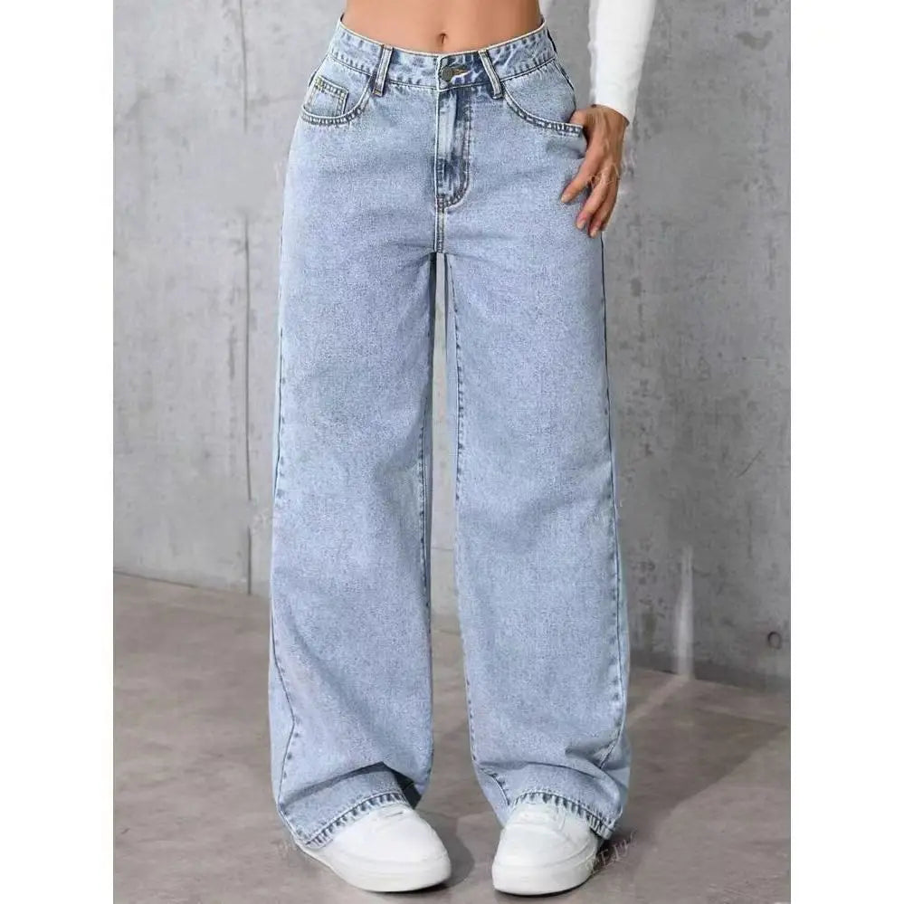 Size:S-5XL Women's Wide-Leg Jeans High-Waist Plus-Size Jeans Summer Autumn Girl Wide Leg Pants Straight-Leg Loose Casual Pants