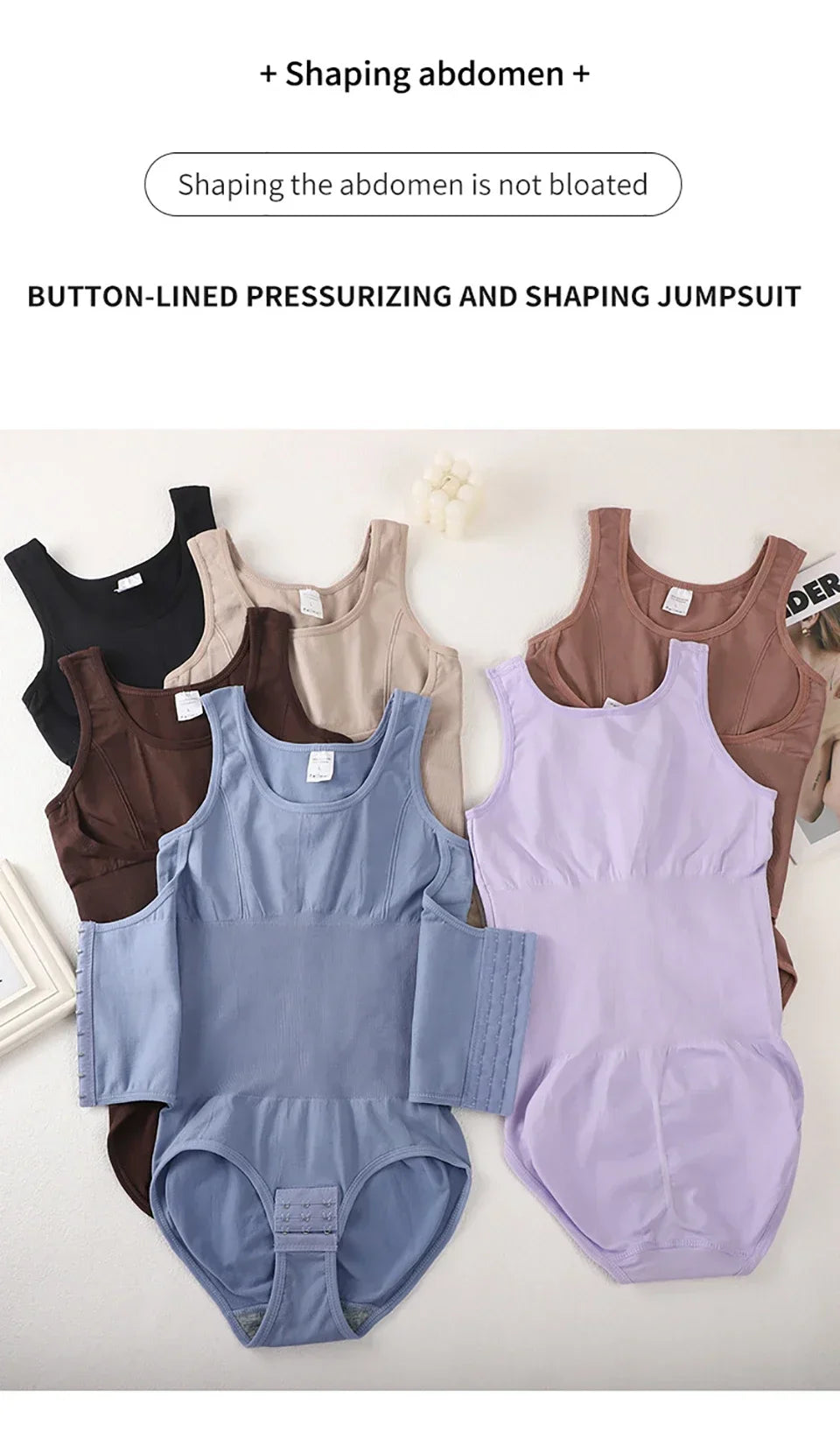 New Bodysuit Shapewear with Zipper Belt Women Tummy Control Fajas Body Shaper Waist Trainer Slimming Cincher Corset Tops