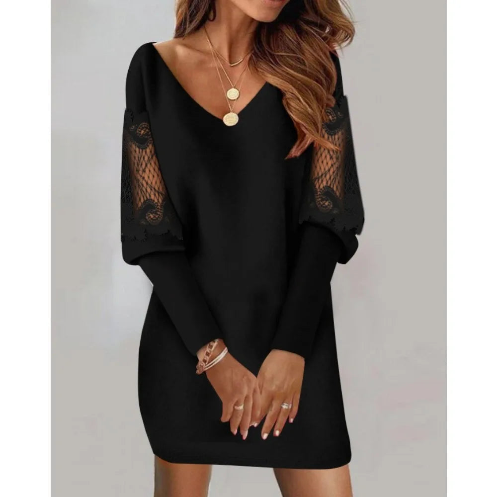 Wrap Buttocks Sheath Women Dresses Hollow Sexy Dress Solid O Neck High Waist Vestidos Long Sleeve Slight Strech Slim Autumn