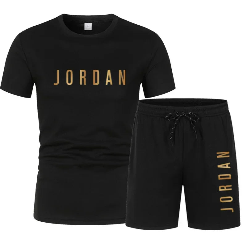 Summer Fashion Trendy Casual Sports Two Piece Set Youth Men's Short sleeved T-shirt+Shorts Set