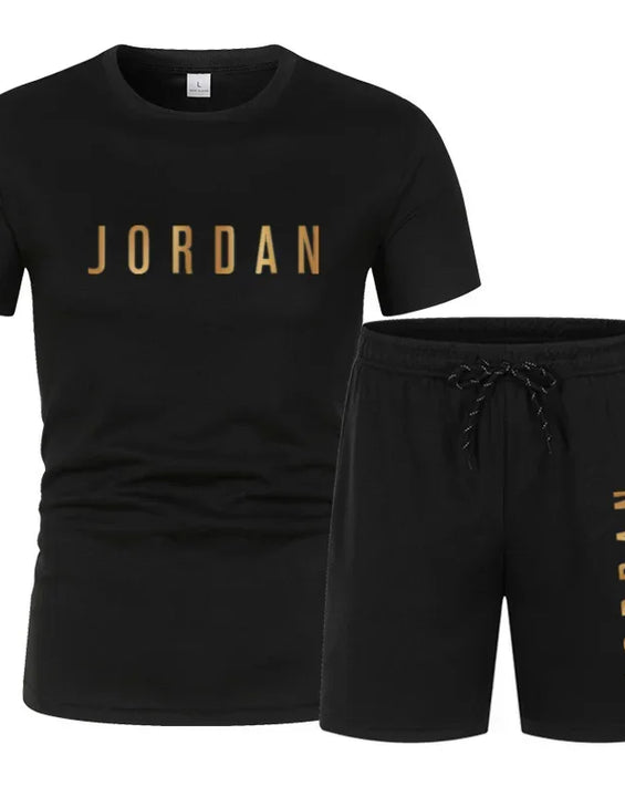 Summer Fashion Trendy Casual Sports Two Piece Set Youth Men's Short sleeved T-shirt+Shorts Set