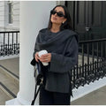 Autumn Short Gray Knitted Cloak Jacket Ladies with Scarf Women Fashion Long Sleeve Loose Cardigan Female Winter Elegant Chic New
