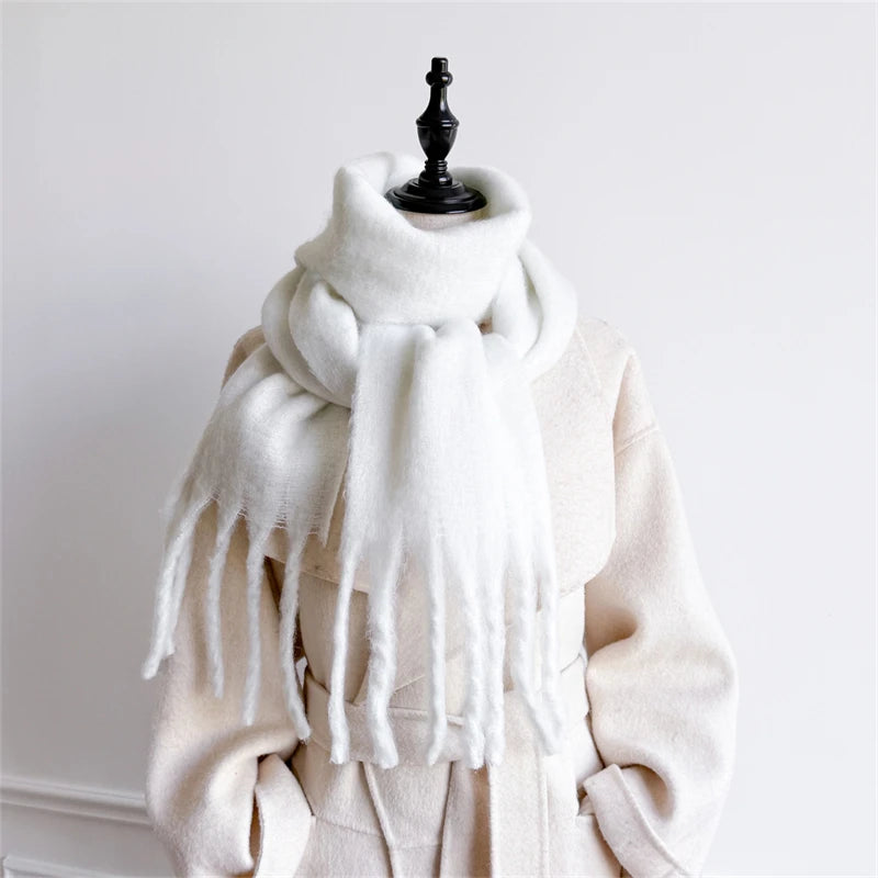 18*200cm Small Winter Scarf Long Women Imitation Cashmere Thicken Shawls Neck Warm Tassel Bufanda Echarpe Pashmina Luxury