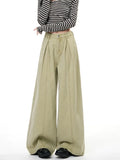 Women's Pink Folds Wide Leg Jeans 2026 Korean Fashion New High Waist Loose Casual Denim Trousers Streetwear Y2k