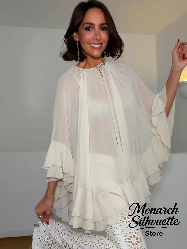 Chic Embroidery Tassel Shawl Women Casual Solid Stand Neck Sleeveless Irregular Short Top 2026 Female Vacation Daily Clothes New