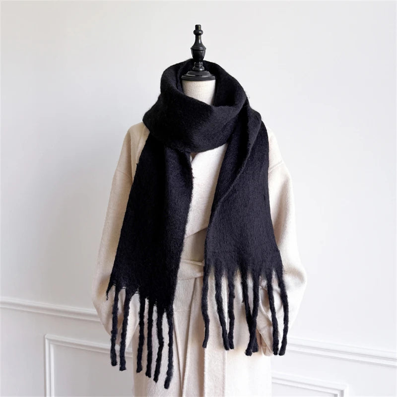 18*200cm Small Winter Scarf Long Women Imitation Cashmere Thicken Shawls Neck Warm Tassel Bufanda Echarpe Pashmina Luxury