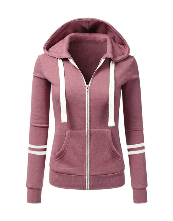 Women Sweatshirts Hooded Spliced Hoodies Cardigan Sweatshirt Outerwear Loose Slight Strech Patchwork Casual Pockets Autumn