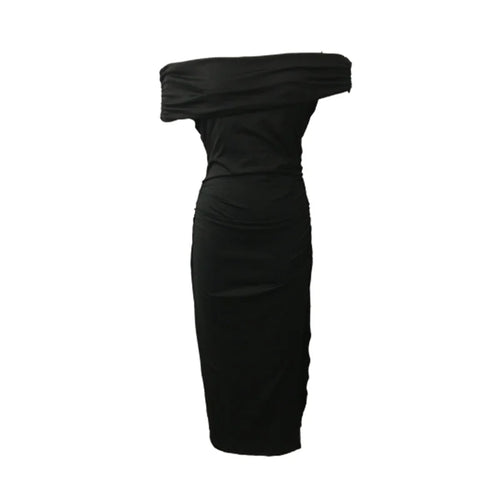 Fashion One-line Collar Off The Shoulder Dresses Women Commuter Slim Side Split Hem Dress Summer Gala Party Female Wrap Hip Gown