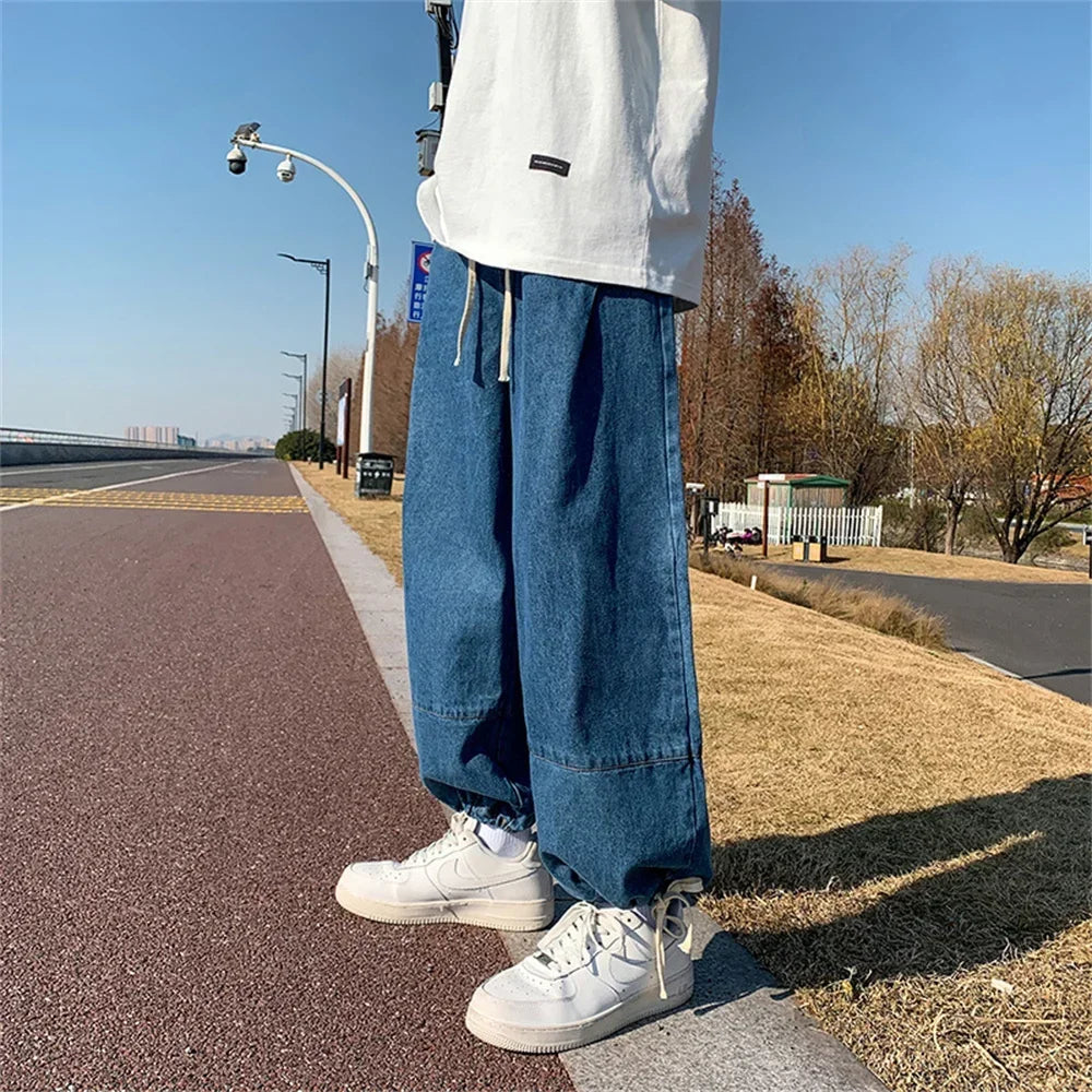 Baggy Jeans Trousers Male Denim Pants Black Wide Leg Pants Men's Jeans Oversize Cargo Korean Streetwear Hip Hop Harajuku