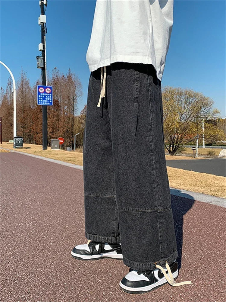 Baggy Jeans Trousers Male Denim Pants Black Wide Leg Pants Men's Jeans Oversize Cargo Korean Streetwear Hip Hop Harajuku