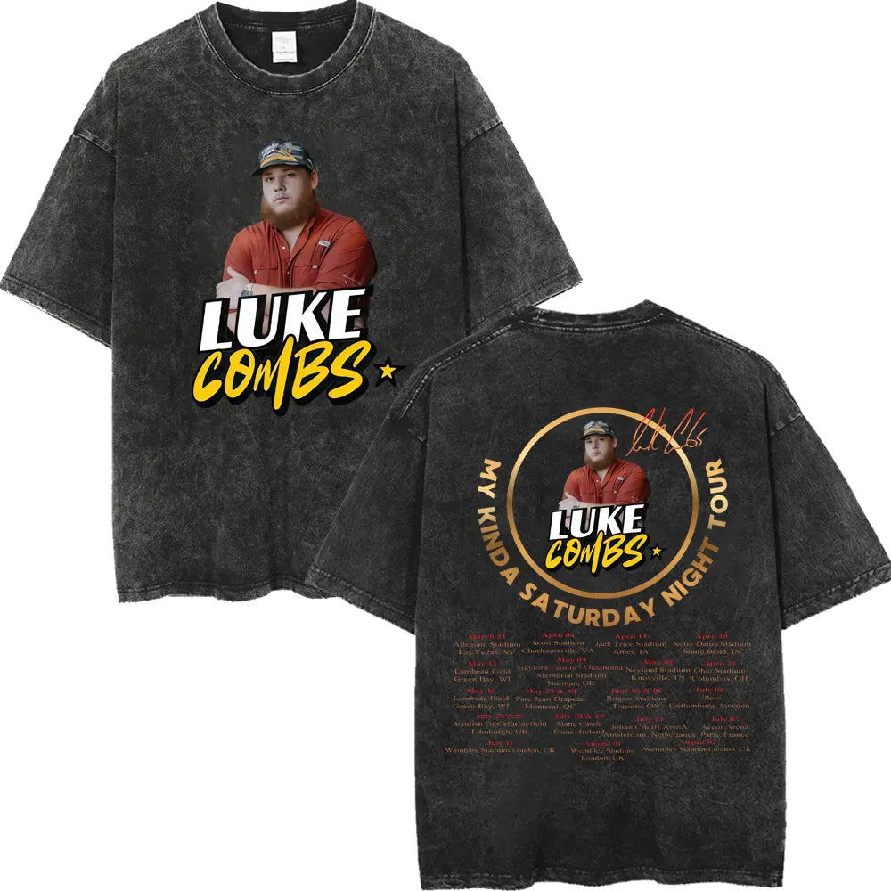Vintage Washed Luke Combs Tour 2026 Merch T-shirts Men Women Fashion Y2k Oversized T-shirt Summer Casual Short Sleeve T Shirt