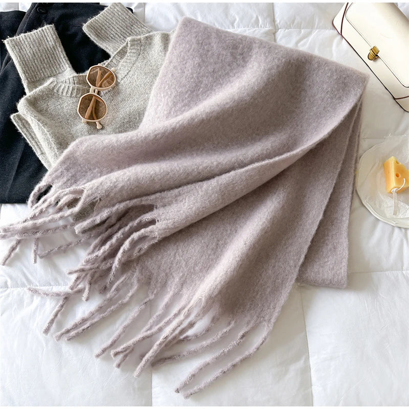 Winter Scarf for Women Cashmere Warm Solid Pashmina Blanket Wraps Female Thick Soft Bufanda Big Tassel Shawl Long Poncho Echarpe