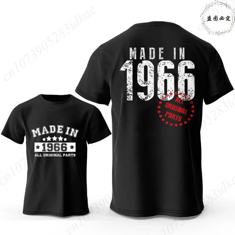 Men's 60th Birthday Vintage Graphic T Shirts: Made in 1966  Limited Edition Tops O Neck Short Sleeve Tees Casual Male Clothing