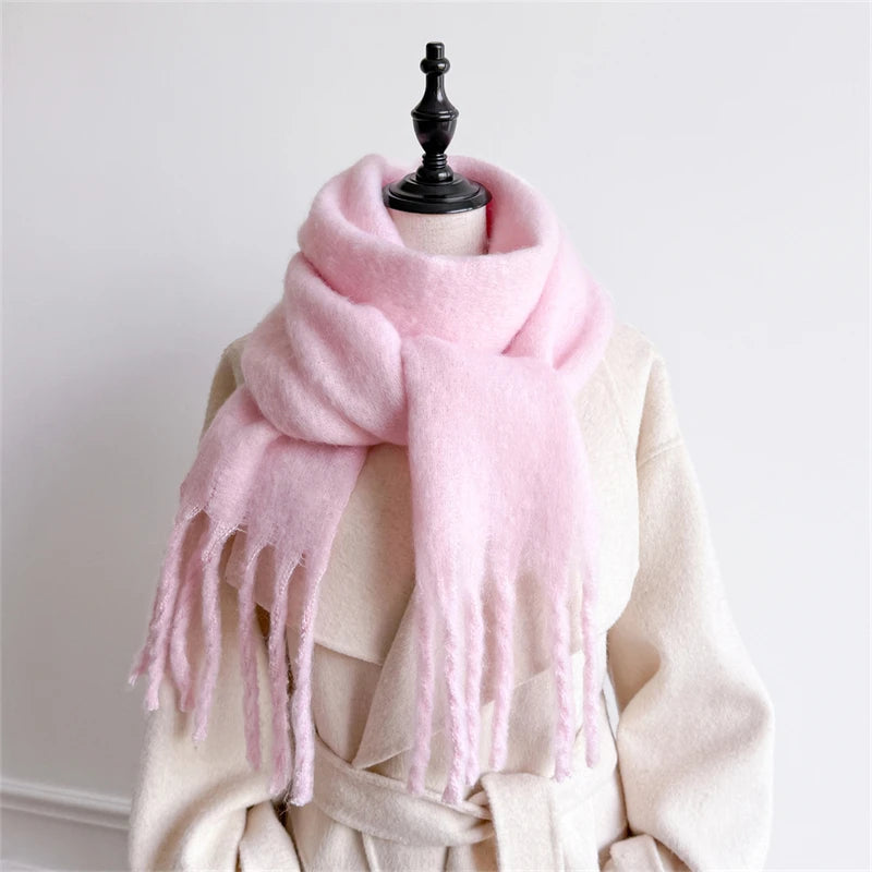 18*200cm Small Winter Scarf Long Women Imitation Cashmere Thicken Shawls Neck Warm Tassel Bufanda Echarpe Pashmina Luxury