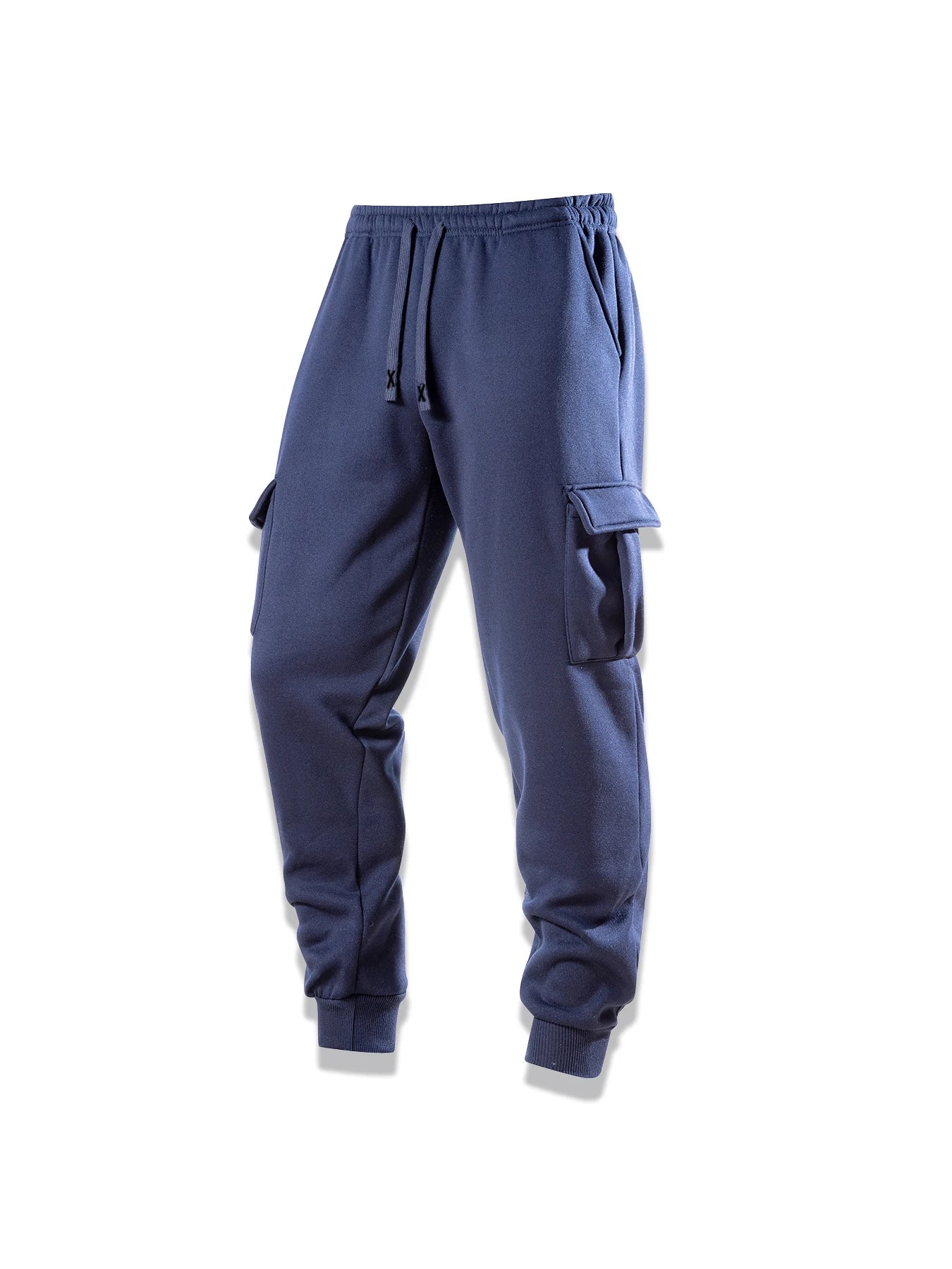 Men Cargo Pants Casual Sports Drawstring Sweatpants Spring Autumn Solid Color Patchwork Pockets Ankle Length Skinny Pencil Pants