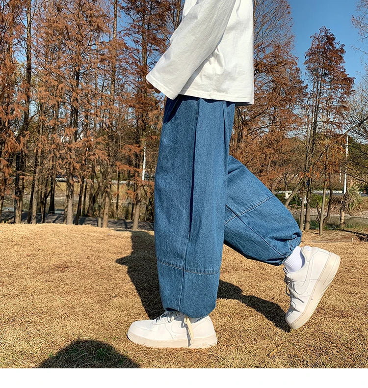 Baggy Jeans Trousers Male Denim Pants Black Wide Leg Pants Men's Jeans Oversize Cargo Korean Streetwear Hip Hop Harajuku