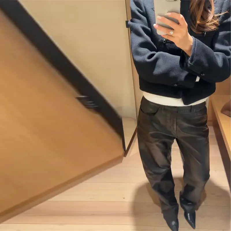 Casual Solid Women's Jacket O-Neck Full Sleeve Button Black Lady Cropped Jackets 2026 Spring Chic Female Street Outerwear