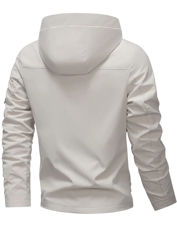 Waterproof Jacket Men Outdoor Softshell Zip Up Hooded Windbreaker Hiking Camping Coats Lightweight Spring Autumn