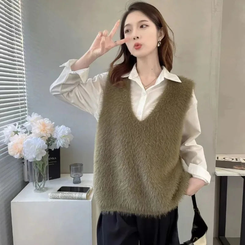 Cropped Lady Sweaters Warm Y2k Vintage Waistcoat Classic On Offer Tops 2025 Casual Smooth The Trip V-neck Knit Vests For Women