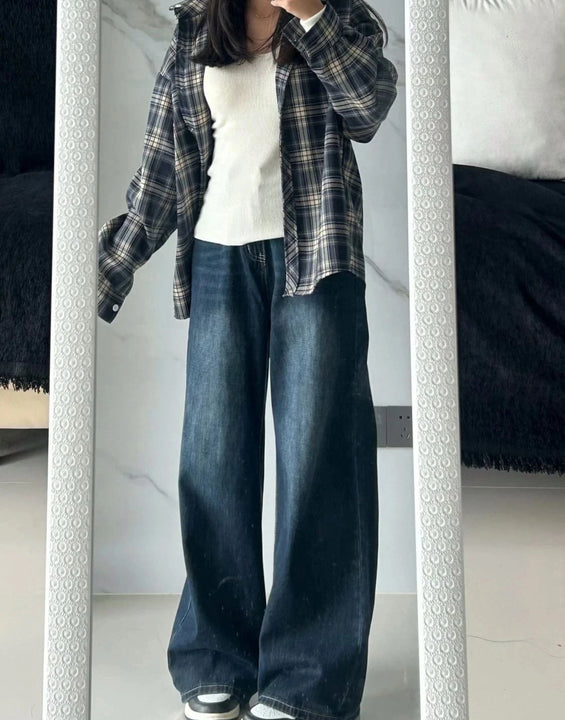Womens Jeans Baggy Jeans Y2k Retro  Loose Straight Leg Washed Denim High Waist Slimming Comfort Fit Long Pants For Women