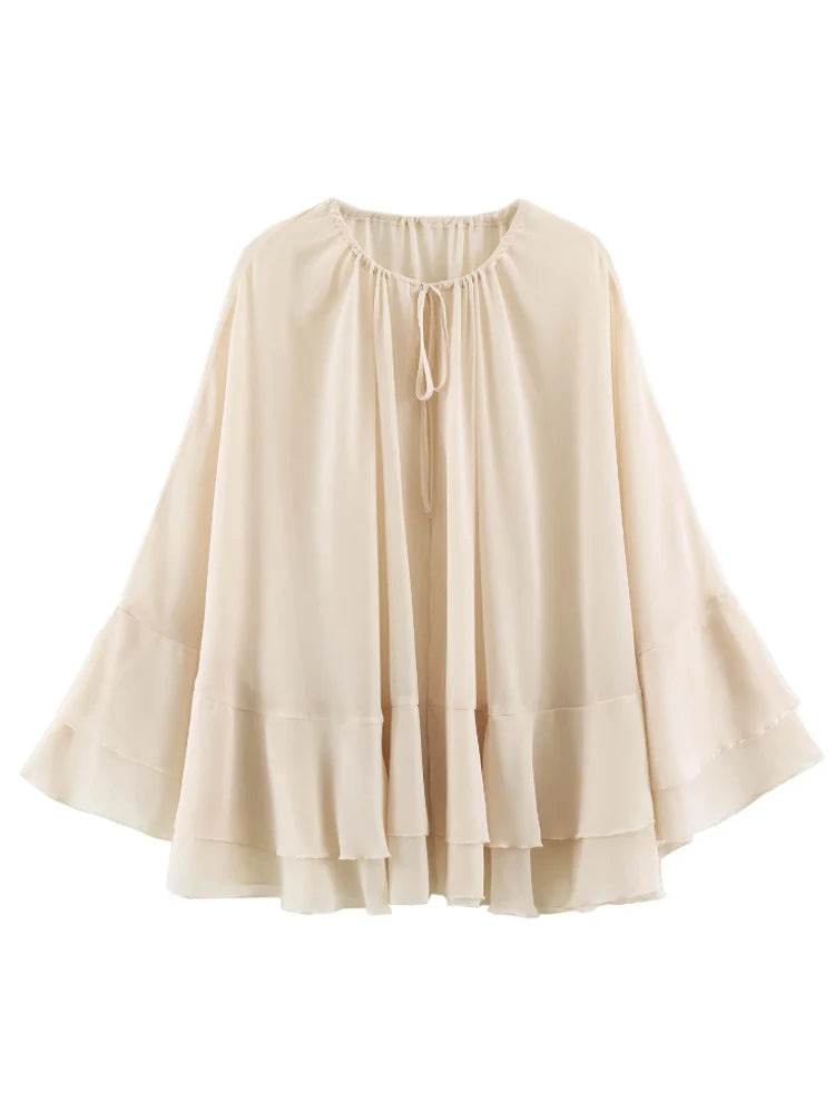 Chic Embroidery Tassel Shawl Women Casual Solid Stand Neck Sleeveless Irregular Short Top 2026 Female Vacation Daily Clothes New