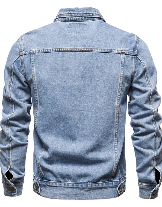 2025 Autumn Men Solid Denim Jackets Fashion Motorcycle Vintage Jeans Jackets Hommes Slim Fit Cotton Casual Black Blue Coats