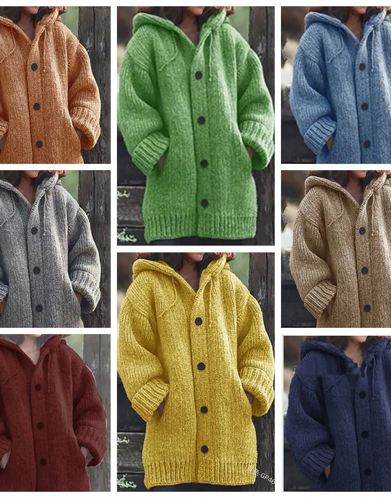 Fashion Warm Autumn Winter Sweater Long Sleeve Cardigans Vintage Knitted Sweaters for Women 2025 Mid Length Coat Streetwear