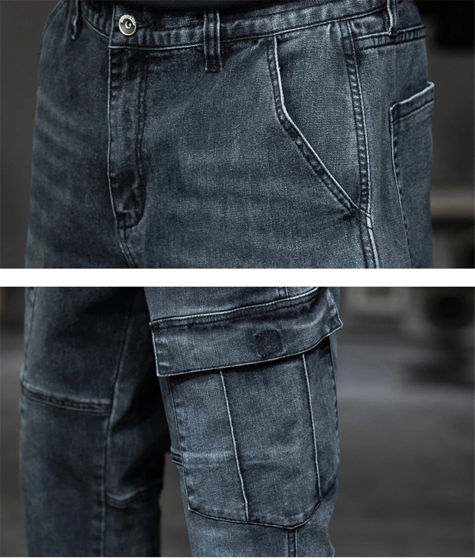 Baggy Jeans Men Plus Size 40 44 Denim Pants Fashion Pockets Cargo Jeans Pants Streetwear Loose Trousers Male Big Size Bottoms