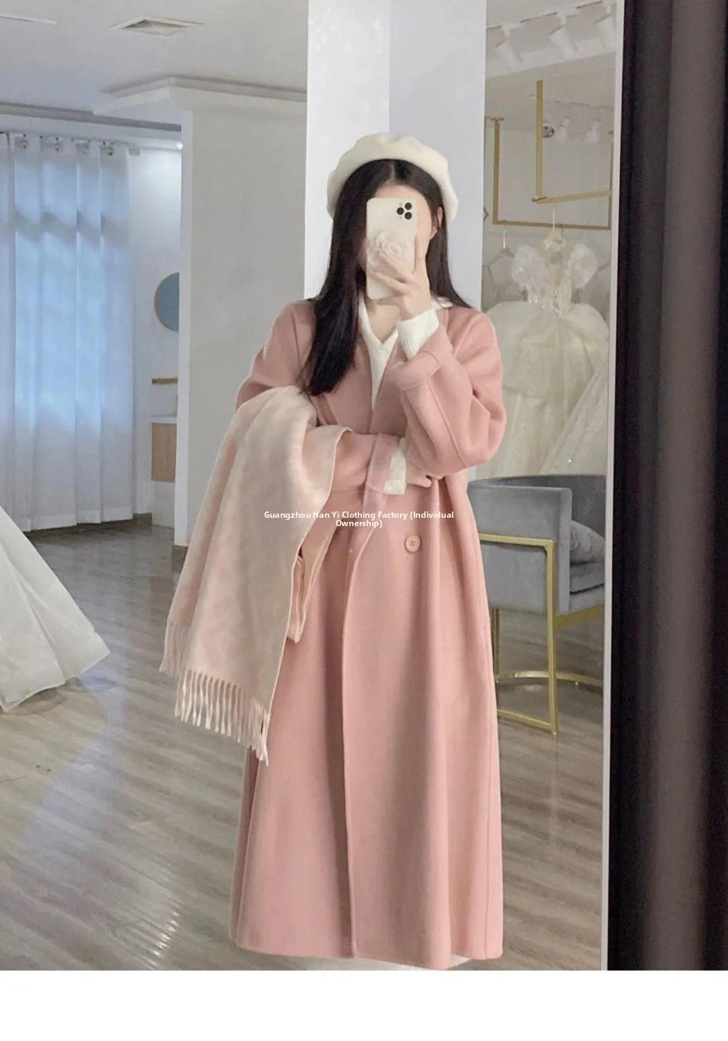 Women's Woolen Coat Hot Sale Of The Season Autumn Winter New Style Versatile Korean Style Medium Length Long Sleeve Elegant C...